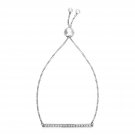 Adjustable Bar Bracelet with Cubic Zirconia in Sterling Silver