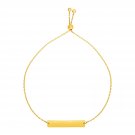 Adjustable Bracelet with Shiny Bar in 14k Yellow Gold