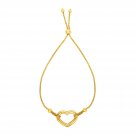 Adjustable Bracelet with Shiny Open Heart in 14k Yellow Gold