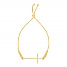 Adjustable Bracelet with Textured Cross in 14k Yellow Gold