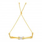 Adjustable Friendship Bracelet with Infinity Motif in 14k Yellow and White Gold