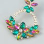Alloy Diamond Rhinestone Floral Earrings green