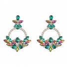Alloy Diamond Rhinestone Floral Earrings rose gold