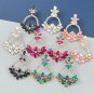 Alloy Diamond Rhinestone Floral Earrings rose gold