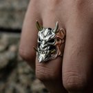 Alloy Mask Prajna Ring Skull Two Tone Ring silver