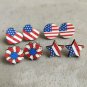 American Flag Round Heart Pentagram Sun Flower Wood Stud Earrings 4