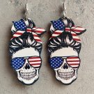 American National Day Women's Skull Wooden Earrings 2