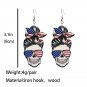 American National Day Women's Skull Wooden Earrings 4
