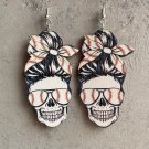 American National Day Women's Skull Wooden Earrings 5