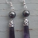 Amethyst Shungite Black Tourmaline Earrings Chunky Shungite Black Tourmaline