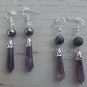 Amethyst Shungite Black Tourmaline Earrings Chunky Shungite Black Tourmaline