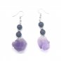 Amethyst Shungite Hematite Earrings Chunky Chunky Shungite Hematite
