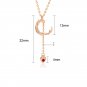 Anniversary CZ C Shape Leaf Heart Tassels 925 Sterling Silver Necklace Silver