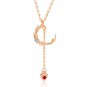 Anniversary CZ C Shape Leaf Heart Tassels 925 Sterling Silver Necklace Silver