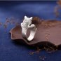 Antique Silver Distressed Lucky Cat Open Ring Women's Accessories silver