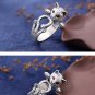 Antique Silver Distressed Lucky Cat Open Ring Women's Accessories silver