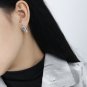 Asymmetry Blue CZ Irregular 925 Sterling Silver Stud Earrings Rhodium