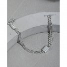Asymmetry Curb Chain OT 925 Sterling Silver Bracelet Rhodium