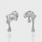 Asymmetry Irregular CZ Lava Flow 925 Sterling Silver Dangling Earrings Silver
