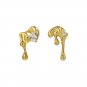 Asymmetry Irregular CZ Lava Flow 925 Sterling Silver Dangling Earrings Yellow Gold