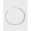 Asymmetry Rope Curb Puffed Gucci Chain Sunflower 925 Sterling Silver Bracelet Silver