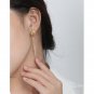 Asymmetry Shell Pearl CZ Tassels 925 Sterling Silver Dangling Earrings Yellow Gold