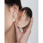 Asymmetry Shell Pearl CZ Tassels 925 Sterling Silver Dangling Earrings Yellow Gold