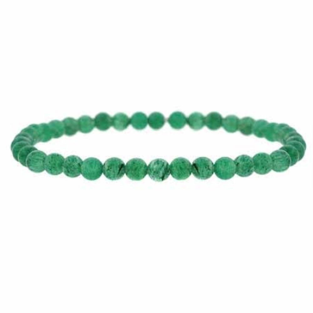 Aventurine Green Stone 4mm Bead Beaded Stretch Bracelet B9076AV