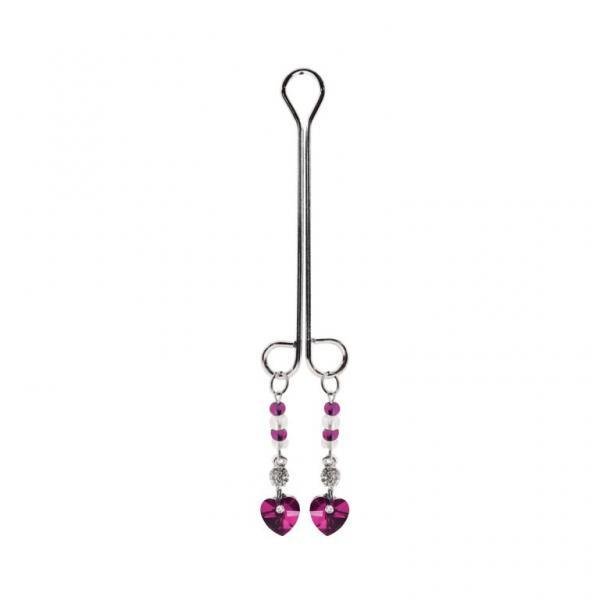 Bijoux De Cli Double Loop with Heart Charm &amp; Fuchsia Beads PHSBDC018
