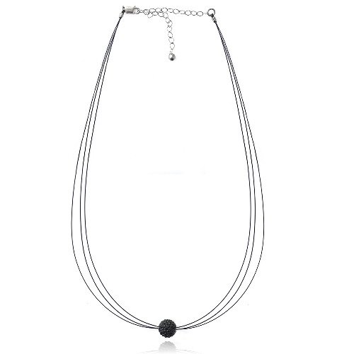 Black Crystal Fireball Three Wire Necklace NB13083BK