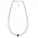 Black Crystal Fireball Three Wire Necklace NB13083BK