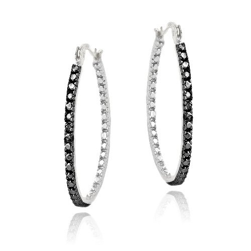 Black Diamond Accent 33mm Hoop Earrings HBR13122M4