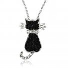 Black Diamond Accent Cat Necklace PBR13096M4