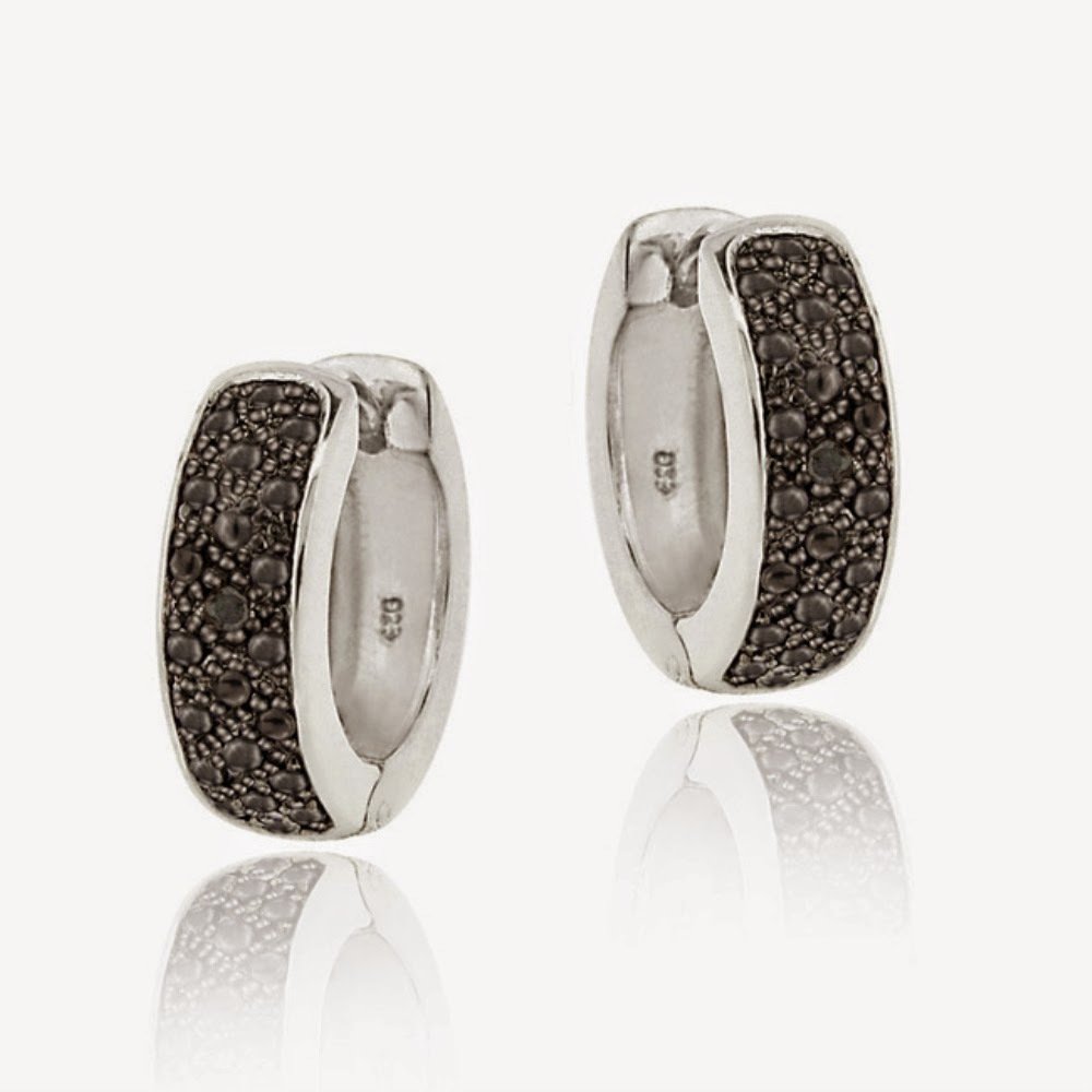 Black Diamond Accent Huggies Hoop Earrings EBR13136M4