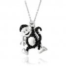 Black Diamond Accent Monkey Necklace PBR13103M4