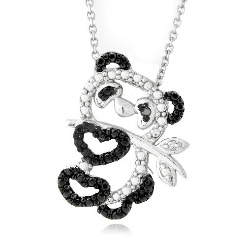 Black Diamond Accent Panda Necklace PBR13099M4