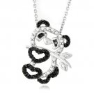 Black Diamond Accent Panda Necklace PBR13099M4