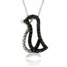 Black Diamond Accent Penguin Necklace PBR13104M4