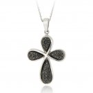 Black Diamond Accent Ribbon Cross Necklace PBR13132M4