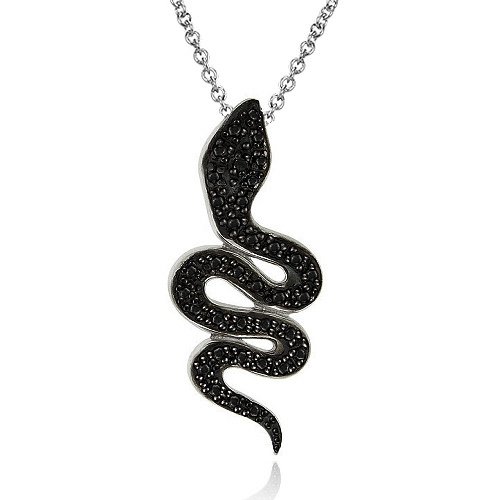 Black Diamond Accent Snake Necklace PBR13098M4