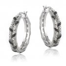 Black Diamond Accent Weave Hoop Earrings HBR13375M4
