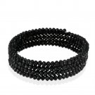 Black Glass Bead Coil Bracelet B12406BK