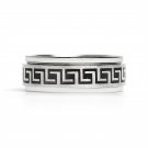 Black Greek Key Spinner Center Polished Stainless Steel Ring - SRJ2056 7mm