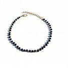 Black Hand Beaded Crystal Anklet Beach Foot Jewelry Adjustable 1PCS Silver