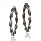 Black Rhodim Overlay Sterling Silver 30mm Twist Hoop Earrings HB11954