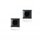 Black Rhodium Overlay Sterling Silver 1.42ct Black CZ 5mm Square Stud Earrings EB10098BK