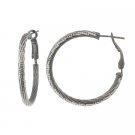 Black Rhodium Overlay Sterling Silver 30mm Diamond Cut Hoop Earrings HB11953