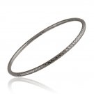 Black Rhodium Overlay Sterling Silver 3mm Diamond-Cut Bangle BAB11852