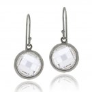 Black Rhodium Overlay Sterling Silver 5ct CZ Circle Brushed Drop Dangle Earrings EB12492