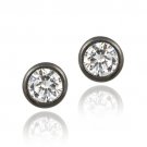 Black Rhodium Overlay Sterling Silver CZ Bezel Set Martini Stud Earrings, 6mm EB12128